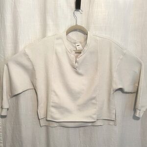 Nike Yoga Dri-Fit ~ long sleeve crop top ~ Waffle Weave ~ White